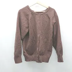 ◇ CLASSICAL ELF ラウンドネック カジュアル ニット風 シンプル 長袖 カーディガン サイズL ブラウン レディース E  【1308160022603】