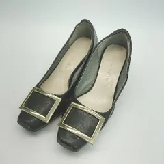 ◇ Oriental Traffic ゴールド金具 スクエアトゥ 綺麗め 上品 シンプル パンプス サイズ34 ブラック レディース E  【1308160023020】