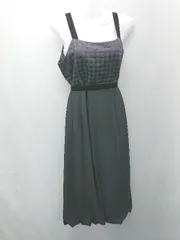 ◇ COMME CA DU MODE ドット柄 ベロア生地 かわいい サイドジップ ひざ丈 ワンピース サイズM ブラック レディース E  【1308160022870】