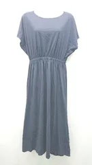 ◇ SEVENDAYS=SUNDAY シンプル ウエストゴム 無地 夏コーデ 半袖 ロング丈 ワンピース サイズF ネイビー レディース E  【1308160024737】