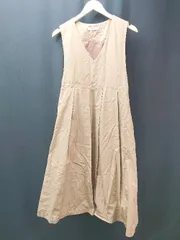 ◇ Samansa Mos2 blue シンプル サイドファスナー プリーツ ロング丈 ワンピース サイズM ベージュ レディース E  【1308160024133】