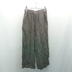 ◇ Samansa Mos2 blue カジュアル ウエストゴム シンプル 麻混合 パンツ サイズF チャコール レディース E  【1308160026045】