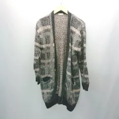 ◇ Samansa Mos2 カジュアル 秋冬素材 チェック柄 長袖 ニットカーディガン サイズF ブラック/グレー レディース E  【1308160025659】