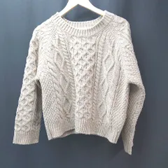 ◇ LOWRYS FARM シンプル 無地 ケーブル編み 厚手 長袖 ニット サイズM ブラウン レディース E  【1308160025314】