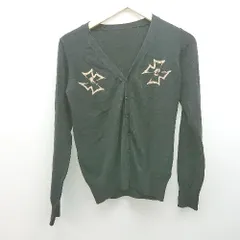 ◇ RODEO CROWNS カジュアル バックプリント ゴールド 薄手 長袖 カーディガン サイズS ブラック レディース E  【1308160026830】