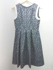 ◇ ◎●未使用● Rire fete 花柄 フェミニン 高級感 バックジップ ミディアム丈 ワンピース サイズ9 ネイビー レディース E  【1308160026557】