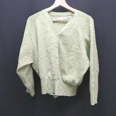 ◇ Bou Jeloud シンプル フロントボタン ポリエステル100％ 長袖 カーディガン サイズF ライムグリーン レディース E  【1308160026366】