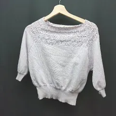 ◇ STRAWBERRY-FIELDS カジュアル 透かし編み シンプル フェミニン 七分袖 カットソー 表記なし ラベンダー レディース E  【1308160026335】