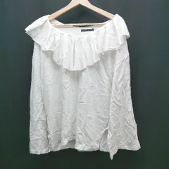 ◇ Kastane カスタネ カジュアル ビック襟 フリル シンプル 長袖 カットソー サイズF オフホワイト レディース E  【1308160026328】