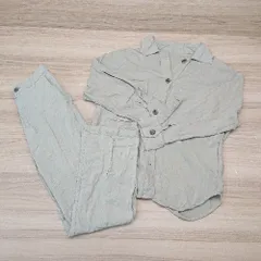 ◇ azul by moussy カジュアル　シャツ レーヨン スリット ウエストゴム セットアップ サイズS グリーン レディース E  【1308160027066】