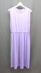 ◇ Champion ウエストゴム 袖なし 透け感なし ブランドロゴ ロング ワンピース サイズL パープル レディース E  【1308160029381】