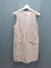 ◇ anatelier バックファスナー 袖なし チェック柄 厚手 ロング ワンピース サイズM ブラウン レディース E  【1308160029299】