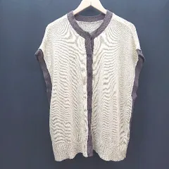 ◇ niko and… ラウンドネック フロントボタン 無地 ロング丈 ベスト サイズFREE クリーム/ブラウン レディース E  【1308160028377】