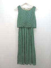 ◇ ◎ earthmusic&ecology ドット柄 ガーリー ウエストゴム ロング丈 ワンピース サイズF グリーン レディース E  【1308160030370】