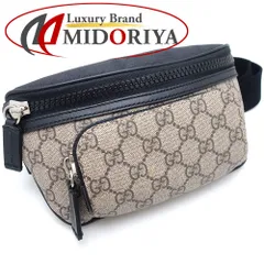 GUCCI グッチ 450946 ボディバッグ ウエストバッグ オンライン限定 GGスプリームキャンバスxレザー  ベージュ ブラック/352203【中古】