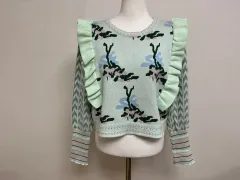 新品フリル クロップド ニット Tシャツ