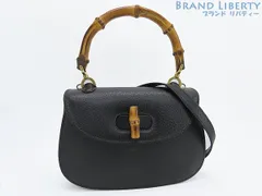 【外超美品】　グッチ　GUCCI　ヴィンテージ　オールドグッチ　バンブー　2WAY スモール ハンドバッグ　トップハンドルバッグ　ショルダーバッグ　ブラック　レザー　000 406 0188
