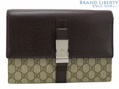 【美品】グッチ　GUCCI　GGスプリーム　セカンドバッグ　クラッチバッグ　ポーチ　ベージュ ダークブラウン　PVC レザー　131213