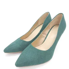 ◇ H&M エイチアンドエム スエード調 無地 ポインテッドトゥ パンプス サイズ37 グリーン レディース E  【1308160034064】