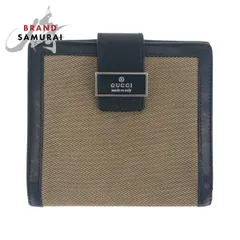 GUCCI グッチ ヴィンテージ ベージュ 黒 シルバー金具 GGキャンバス/レザー 035.2778.2100 折り財布 コンパクトウォレット 506236【中古】