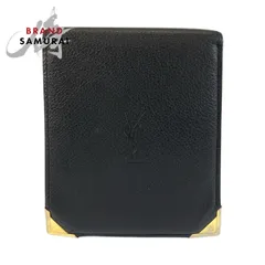 YVES SAINT LAURENT イヴ サンローラン ヴィンテージ YSL ブラック 黒 ゴールド金具 レザー 折り財布 コンパクトウォレット メンズ 506237【中古】