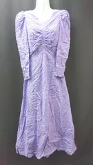 ◇ N.Natural Beauty Basic バックファスナー Vネック 透け感なし 長袖 ロング ワンピース サイズS パープル レディース E  【1308160037355】