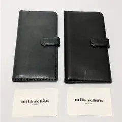 M545 未使用 mila shon ミラショーン 財布 折り財布 スマホポケット 小銭入れ 本革 レザー 牛革 2個セット まとめ売り メンズ レディース ブラック グリーン MSMW9JE6のサムネイル