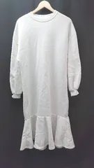 ◇ fifth ラウンドネック プルオーバー オーバーサイズ 無地 長袖 ロング ワンピース サイズM ホワイト レディース E  【1308160037232】