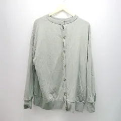 ◇ ◎ Java ジャバ カジュアル フロントボタン トレーナー生地 長袖 カーディガン サイズL ライトグリーン レディース E  【1308160037133】
