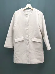 ◇ MAJESTIC LEGON フロントボタン ノーカラー 綺麗め ポケット 長袖 コート サイズF ブラウン レディース E  【1308160043103】