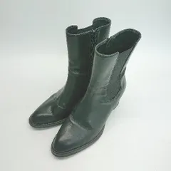 ■ Juze ジュゼ サイドファスナー チャンキーヒール サイドゴア ショート ブーツ サイズM ブラック レディース E  【1308160042526】