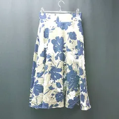 ◇ N.Natural Beauty Basic バックウエストゴム 裏地あり ひざ丈 フレア スカート サイズ36 カーキ/ネイビー レディース E  【1308160043509】のサムネイル