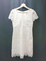 ◇ PROPORTION BODY DRESSING バックファスナー 総レース 花柄 半袖 ひざ丈 ワンピース サイズ3 ホワイト レディース E  【1308160043400】