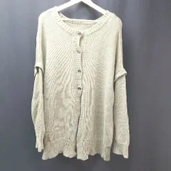 ◇ LOWRYS FARM フロントボタン ニット 厚手 秋冬 ケーブル 長袖 カーディガン サイズF グリーン レディース E  【1308160043349】