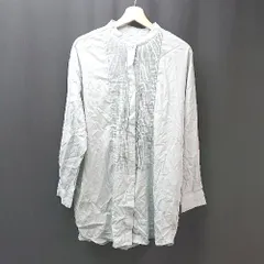◇ BONJOUR SAGAN フロントボタン プリーツ カジュアル くすみカラー 長袖 シャツ サイズF ブルー レディース E  【1308160043158】