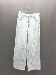 ◇ GU フロントファスナー カジュアル ワイドパンツ ジーンズ サイズM ライトブルー レディース E  【1308160043950】