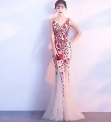 フラワー 刺繍 メイロング ドレス