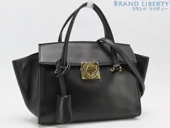 フェラガモ　ガンチーニ　2WAY ハンドバッグ　ショルダーバッグ　ブラック