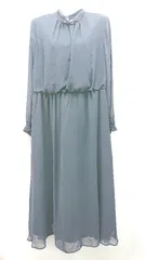 ◇ ◎ ●未使用● silent majority バックジップ 裏地 リボン 長袖 ロング丈 ワンピース サイズLL ネイビー レディース E  【1308160046975】