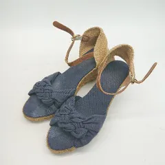 ◇ damas ダマス ジュートウェッジ ツイスト カジュアル デイリー サンダル サイズ37 ネイビー レディース E  【1308160046487】