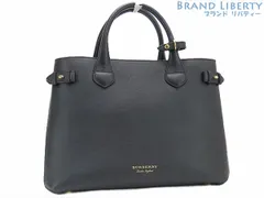 【美品】バーバリー　BURBERRY　ミディアム バナー　ハウスチェック　ハンドバッグ　トートバッグ　ブラック ベージュ　カーフレザー キャンバス　4023693