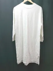 ◇ GLOBAL WORK クルーネック 無地 大人カジュアル 長袖 ロング丈 ワンピース サイズM ホワイト レディース E  【1308160050170】