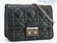 【外超美品】クリスチャン ディオール　Christian Dior　ミスディオール　プロメナード　カナージュ　2WAY チェーンポーチ　チェーンウォレット　ミニ 斜め掛け ショルダーバッグ　クラッチバッグ　ポシェット　ブラック