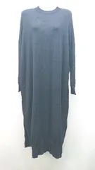 ◇ AMERICAN HOLIC 丸首 スリット おしゃれ シンプル 無地 長袖 ひざ丈 ワンピース サイズF ブラック レディース E  【1308160051306】