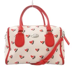 コーチ COACH ハンドバッグ ショルダー 2WAY 総柄 ロゴ 白 ホワイト 赤 レッド /AE