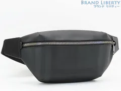 【超美品】バーバリー　BURBERRY　ロンドン チェック　ベルトバッグ　ウエストバッグ　ウエストポーチ　ボディバッグ　バムバッグ　スリングバッグ　チャコール ダークグレー　PVC レザー　8014237