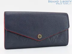【美品】ルイヴィトン　LOUIS VUITTON　モノグラム アンプラント　ポルトフォイユ サラ　二つ折り長財布　マリーヌルージュ　ネイビー　レッド　アンプラントレザー　M62125