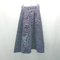 ◇ AG by aquagirl ウエストゴム サイドジップ 裏地 総柄 シンプル 膝丈 フレア スカート サイズM ブルー レディース E  【1308160053331】