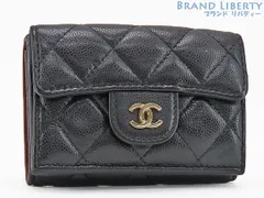 【美品】シャネル　CHANEL　マトラッセ　ココマーク　キャビアスキン　クラシック　スモール フラップ ウォレット　ミニウォレット　三つ折り財布　コンパクト財布　ブラック ゴールド金具　グレインドカーフスキン　AP0230 A84401