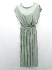 ◇ apart by lowrys ポリエステル100% プリーツ　ウエストゴム 上品 ロング ワンピース サイズS グリーン レディース E  【1308160054918】